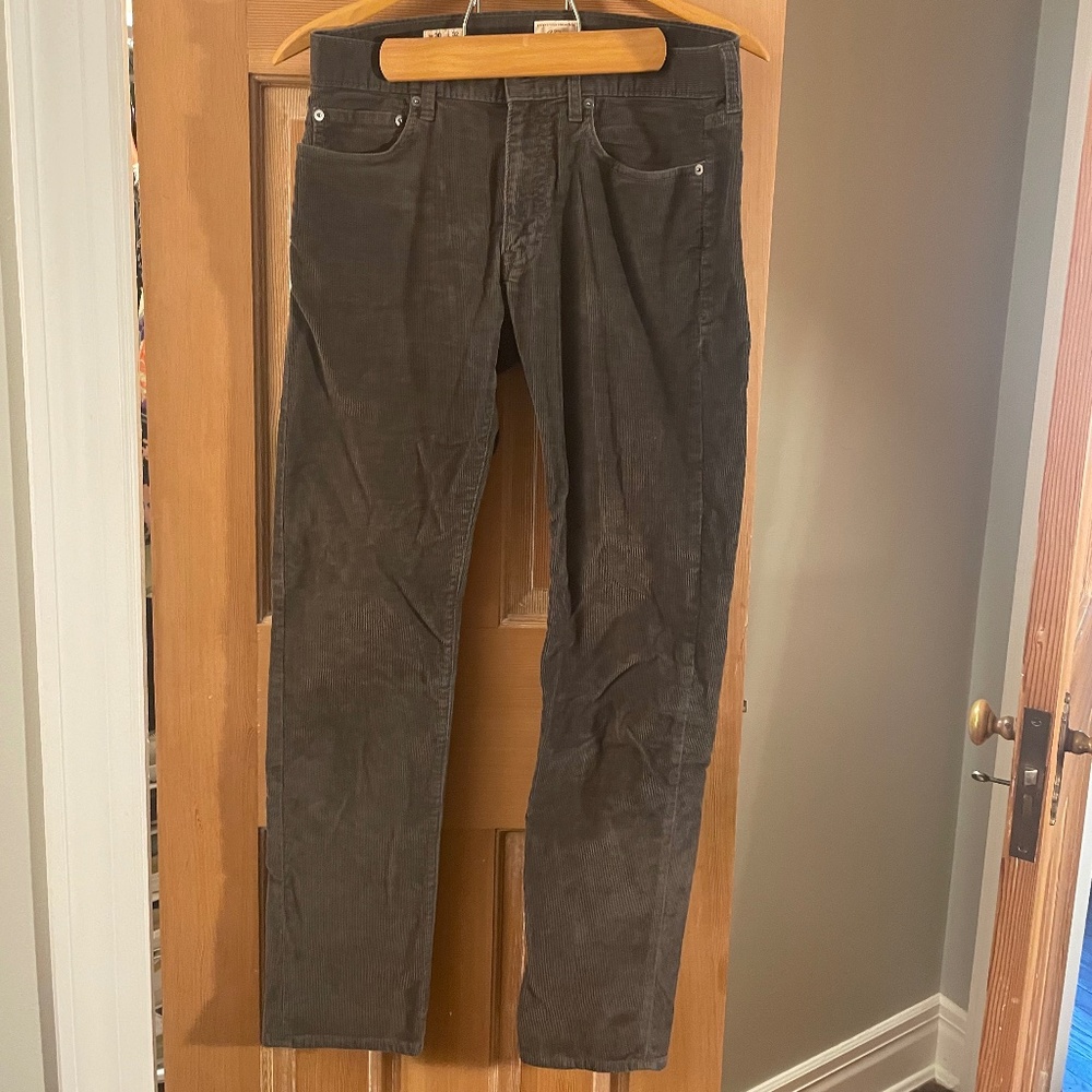 J. Crew Men's Slim Corduroy Pants Grey 30/32